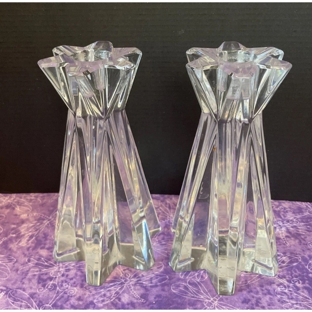 Lenox Ovations Starfire Crystal Candlesticks Candle Holder Set Of 2 Romantic